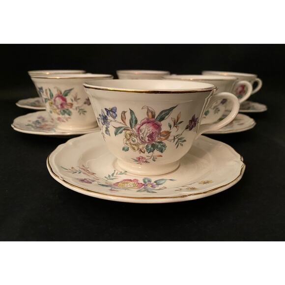 Set of 6 Edwin Knowles Winslow Teacups & Saucers - 1950s - Picture 4 of 9